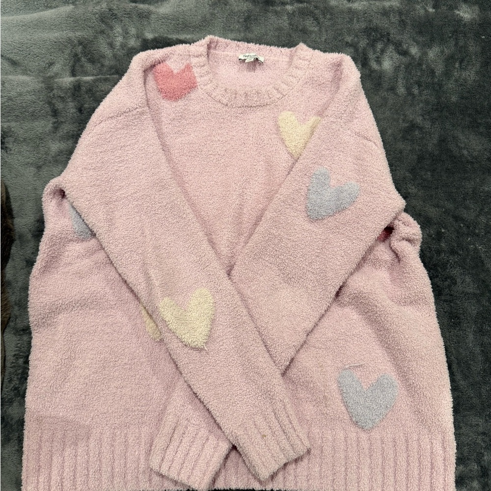 Splendid Pastel Heart Crew Neck Sweater